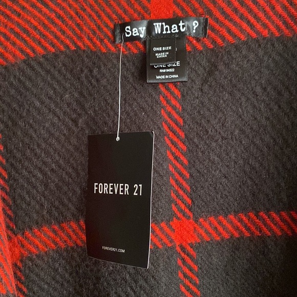 Forever21: Womens Outerwear | Oversized Buffalo Plaid Shawl | Red / Blac… - Picture 3 of 5